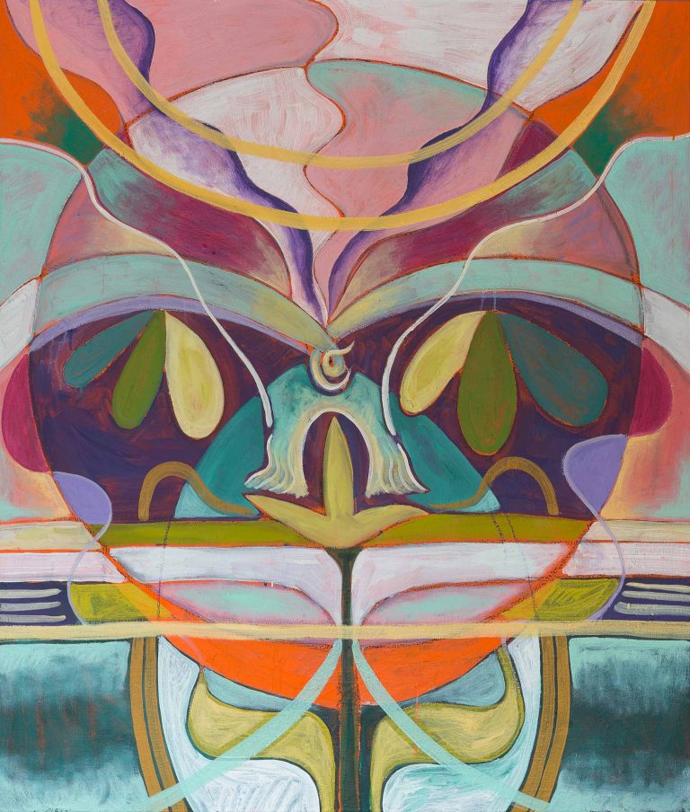 Geopsyche, the sublime technology of plants, tempera on jute, 140x120, 2020