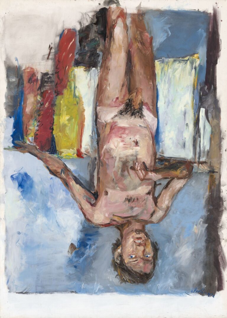 Georg Baselitz, Fingermalerei – Akt, 1972,
Öl auf Leinwand, 250 × 180 cm.
Privatbesitz © Georg Baselitz 2023,
Foto: Jochen Littkemann, Berlin