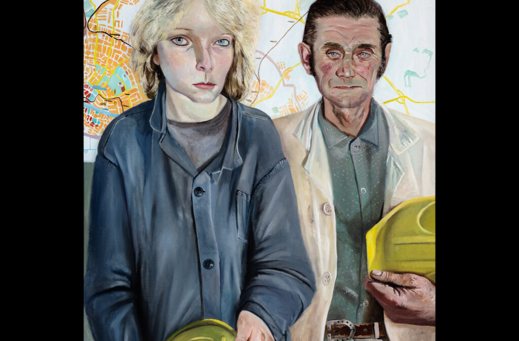 Norbert Wagenbrett, Bauarbeiter und Bauarbeiterin (Detail), 1984, Museum Utopie und Alltag (Bestand Beeskow), Norbert Wagenbrett © Bildrecht, Wien 2025, Foto: Thomas Kläber