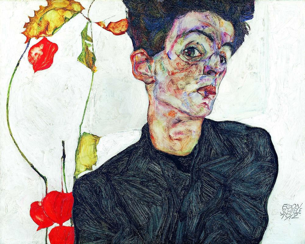 Egon Schiele, Selbstbildnis mit Lampionfrüchten, 1912 © Leopold Museum, Wien