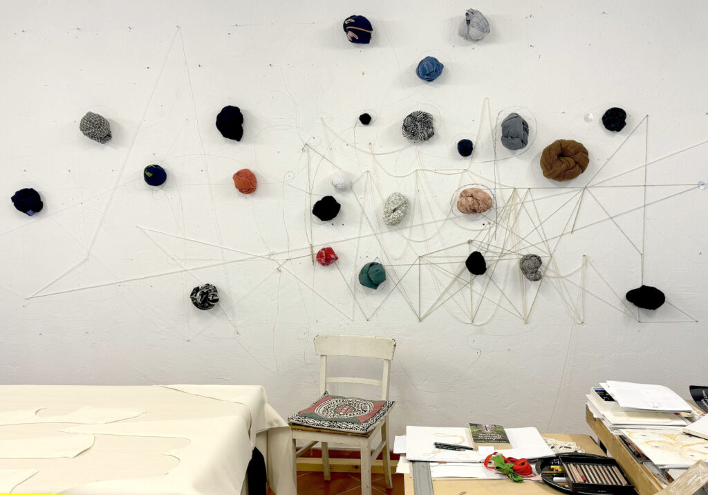 Fotografin Frenzi Rigling; Transitory Garden2025, Textilien, Installation im Atelier