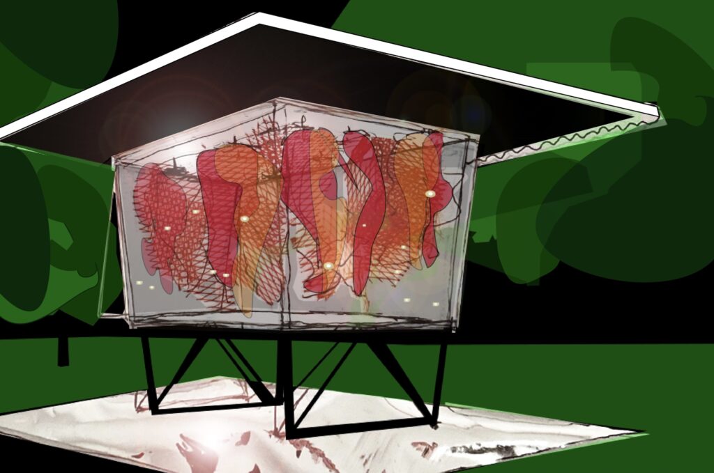 Sketch Installation Glaspavillon am Brigittaplatz