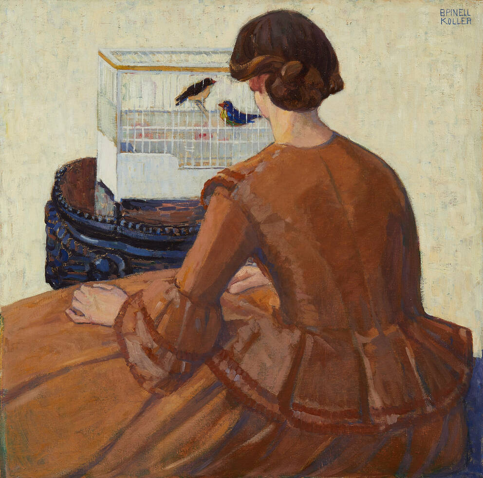 BRONCIA KOLLER-PINELL, Junge Frau vor Vogelkäfig, um 1907 © Sammlung Eisenberger, Wien, Foto: Leopold Museum, Wien/ Manfred Thumberger
